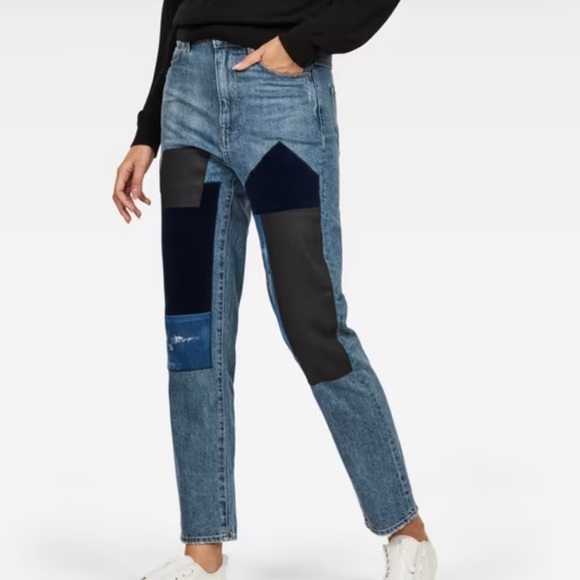 G-Star Raw Jeans Women 26 Boyfriend Patched Velvet Midge Sec High Waist B25 - Picture 3 of 12